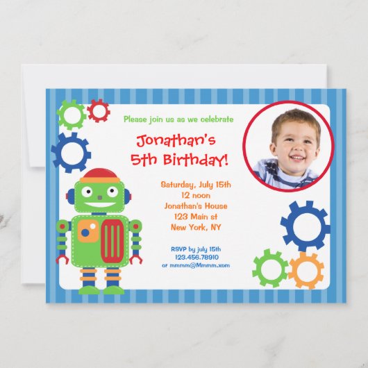 Robot Foto van Birthday-uitnodigingen Kaart (Voorkant)