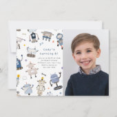 Robot foto verjaardagsfeestje uitnodiging (Voorkant)