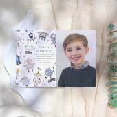 Robot foto verjaardagsfeestje uitnodiging