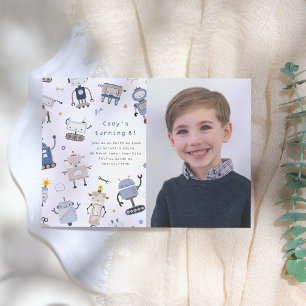 Robot foto verjaardagsfeestje uitnodiging