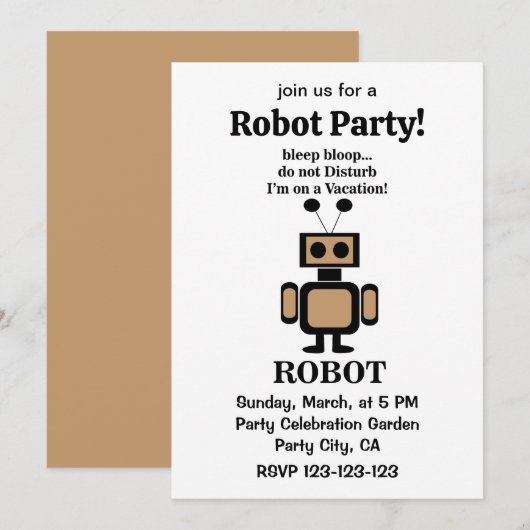 Robot Funny Tech Party Kaart (Voorkant / Achterkant)