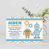 Robot Gear Birthday Invite Kaart (Staand voorkant)
