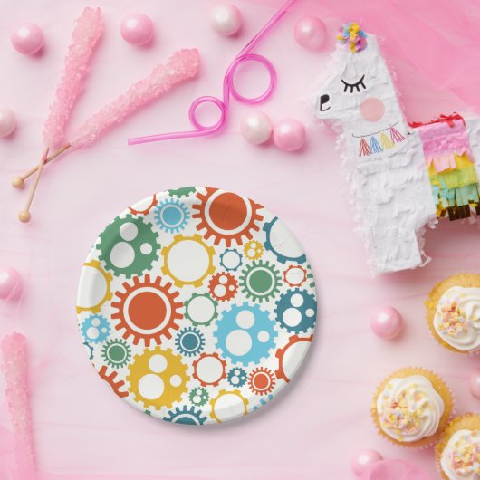 Robot Gears Pattern Papieren Bordje (Feest)