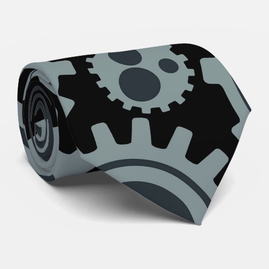 Robot Gears Pattern Stropdas (Opgerold)