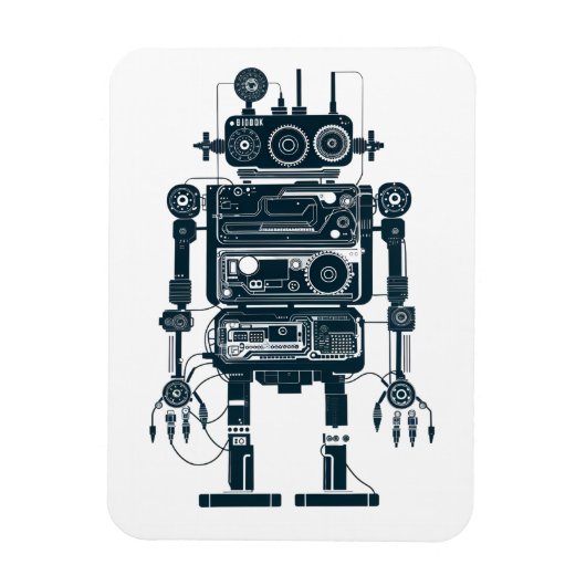 Robot gemaakt van retro analoge apparatuur magneet (Verticaal)