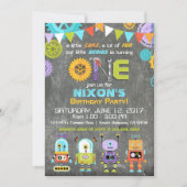 Robot Genius Gears Tools Chalkboard Birthday Kaart (Voorkant)