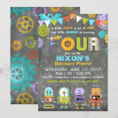 Robot Genius Gears Tools schoolbord verjaardag Kaart (Voorkant / Achterkant)