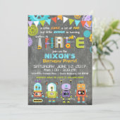 Robot Genius Gears Tools schoolbord verjaardag Kaart (Staand voorkant)