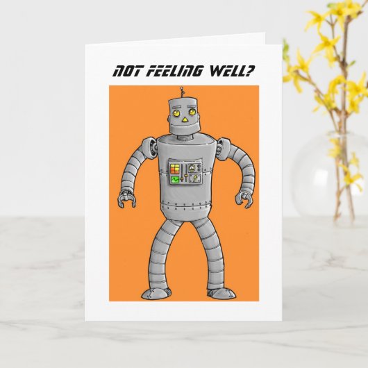 Robot Get Well Soon Card Kaart (Gele Bloem)