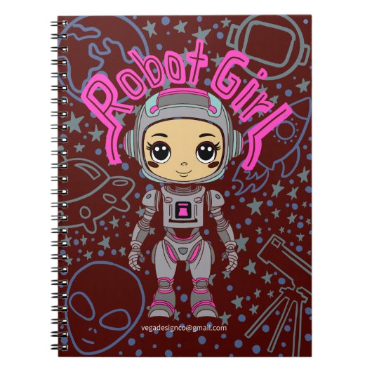 Robot Girl Spiral Notitieboek (Voorkant)