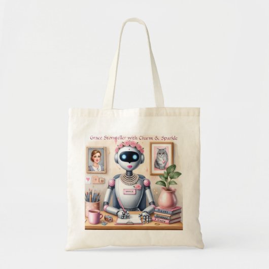 Robot Grace Storyteller met charme Tote Bag (Voorkant)