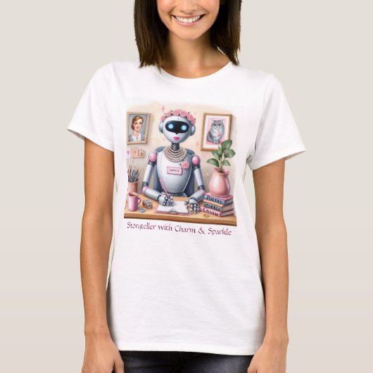 Robot Grace Verteller Poëzie Charme Schittering Ro T-shirt (Voorkant)