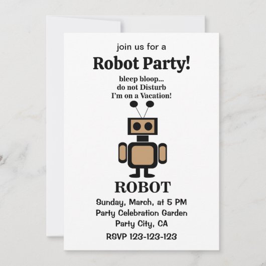 Robot Grappige Tech Feest Kaart (Voorkant)