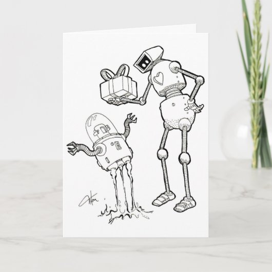 Robot Greeting Card - from nerd to another Kaart (Voorkant)