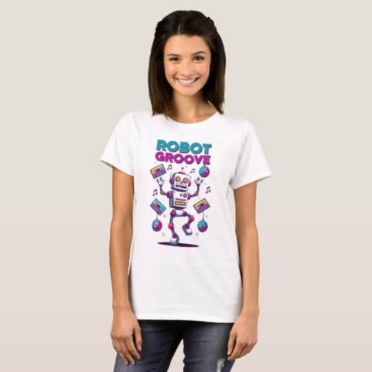 Robot Groove – Retro 80s Dance Vibes T-Shirt (Voorkant volledig)