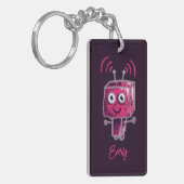 Robot Grunge Roze Naam Sleutelhanger (Voorkant Links)
