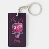 Robot Grunge Roze Naam Sleutelhanger (achterkant)