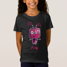 Robot Grunge Roze Naam T-shirt