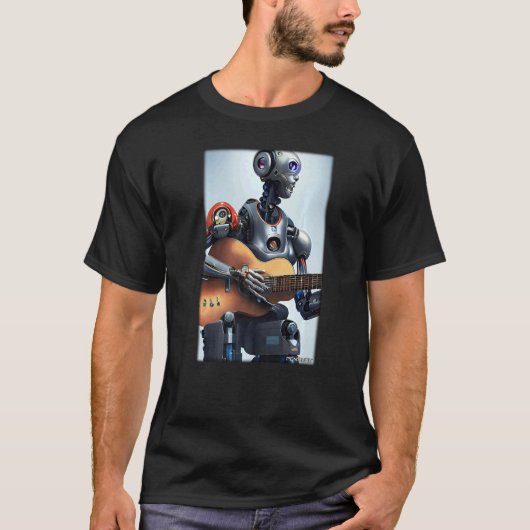Robot Guitar Future Technology Science Sci Fi Mach T-shirt (Voorkant)