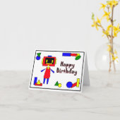 Robot Happy Birthday Kaart (Gele Bloem)