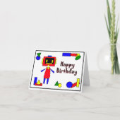 Robot Happy Birthday Kaart (Voorkant)