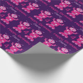 Robot Happy Birthday Kinder roze Paars Pattern Fun Cadeaupapier (Hoek)