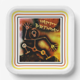 Robot Happy Birthday Papieren Bordje