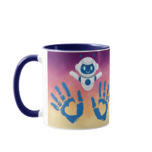 Robot Hart Handen op Sunset Gradient