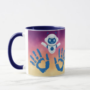 Robot Hart Handen op Sunset Gradient Mok