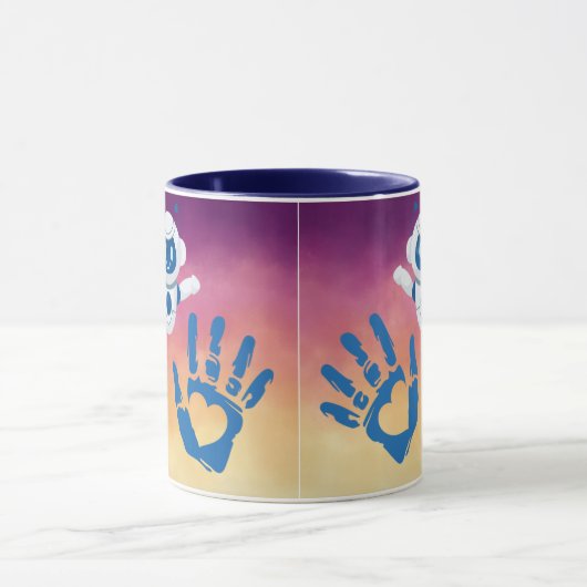 Robot Hart Handen op Sunset Gradient Mok (Midden)