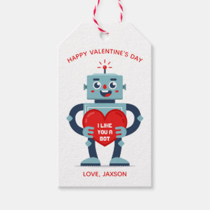 Robot Hart Lieve Gepersonaliseerde Valentijn Cadeaulabel