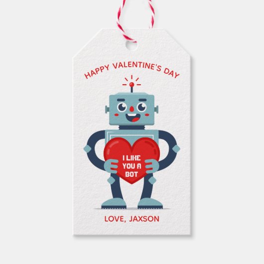 Robot Hart Lieve Gepersonaliseerde Valentijn Cadeaulabel (Voorkant)
