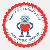 Robot Hart Lieve Gepersonaliseerde Valentijn Ronde Sticker (Voorkant)