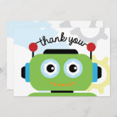 Robot - Hartelijk dank | Robot Birthday Party Bedankkaart (Voorkant / Achterkant)