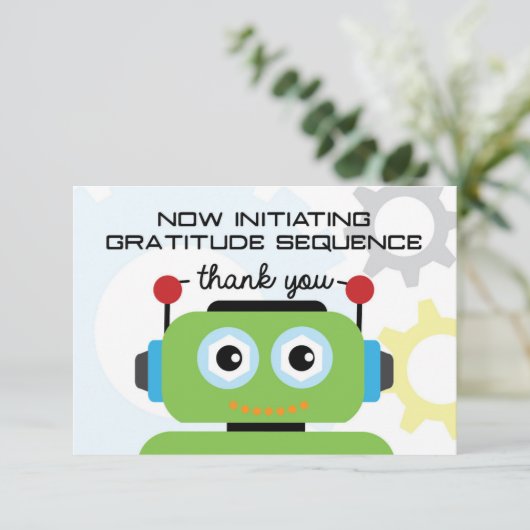 Robot - Hartelijk dank | Robot Party Dankuwel Bedankkaart (Staand voorkant)