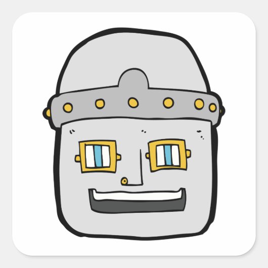 Robot Head Square Sticker (Voorkant)