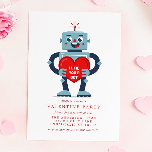 Robot Heart Cute Valentijnsdag Party Kaart