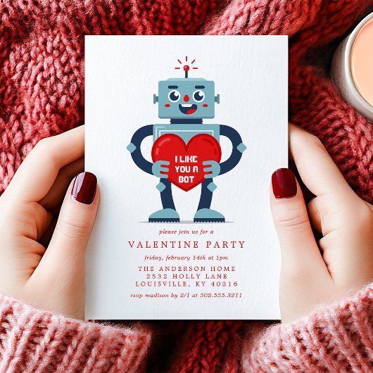 Robot Heart Cute Valentijnsdag Party Kaart