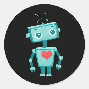 Robot Heart Valentijnsdag voor kinderen meisjes Ronde Sticker