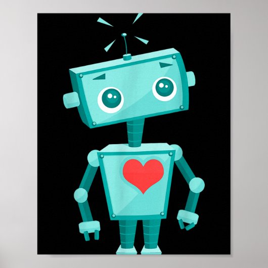 Robot Heart Valentine's Day For Kids Girls Poster (Voorkant)