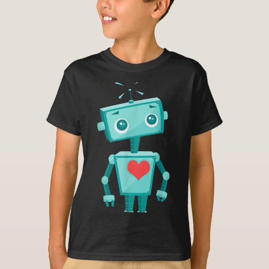 Robot Heart Valentine's Day For Kids Girls T-shirt (Voorkant)