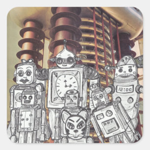Robot Holiday 8 Vierkante Sticker