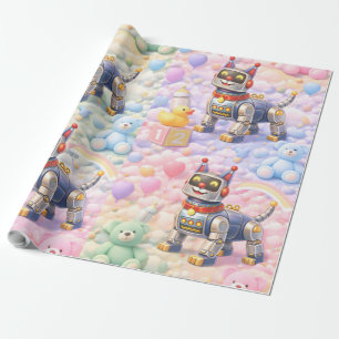 Robot hondje en regenboog dromen premium wikkelpap cadeaupapier