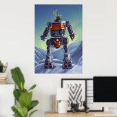 Robot in de sneeuwberg | AI Art Poster (Thuiskantoor)