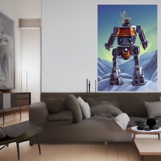 Robot in de sneeuwberg | AI Art Poster