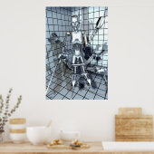Robot in een rasterruimte poster (Keuken)