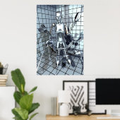 Robot in een rasterruimte poster (Thuiskantoor)