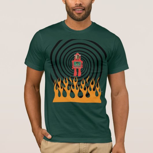 robot in een vlammenspiraal , shirt van mannen (Voorkant)