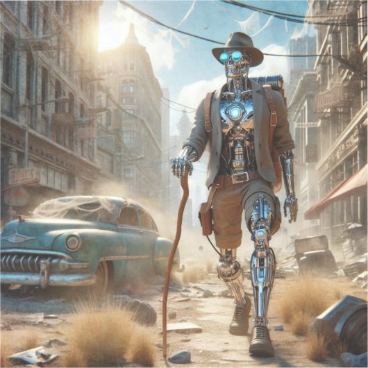 Robot in Ghost Town Sticker (Voorkant)