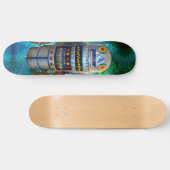 Robot in Retro Blauw Groen Galaxy Cool Schattige Persoonlijk Skateboard (Horizontaal)